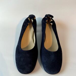 Navy blue Everlane block heel shoes